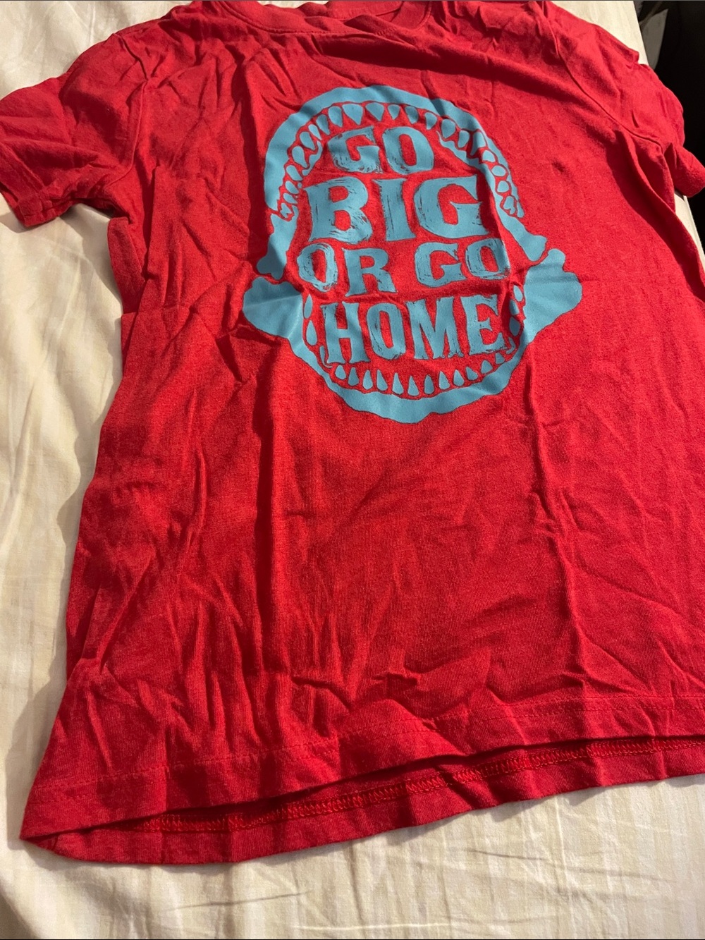 Cat & Jack Red Tee with Light Blue 'Go Big or Go Home' Skull Graphic